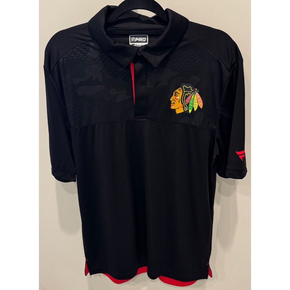 Chicago Blackhawks - Fanatics NHL Authentic Pro Polo Shirt - Men's Large - Black